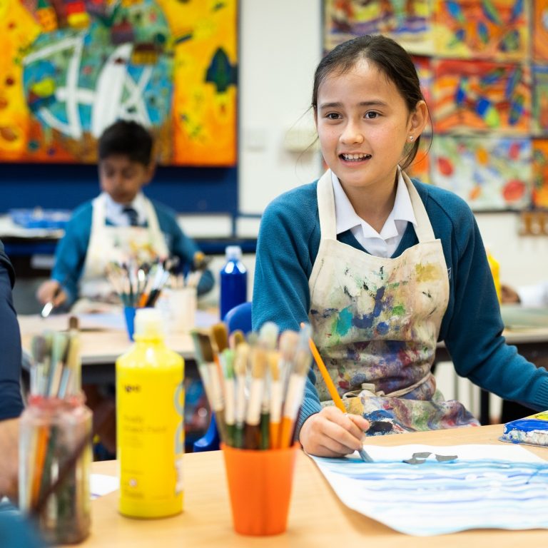 children in an art room