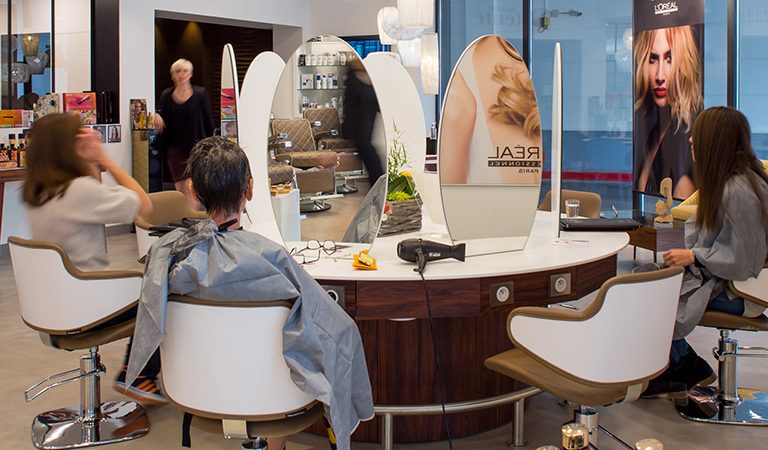 A view in a hair salon