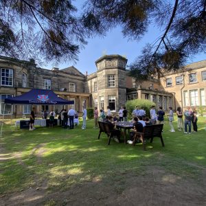 students outside eating