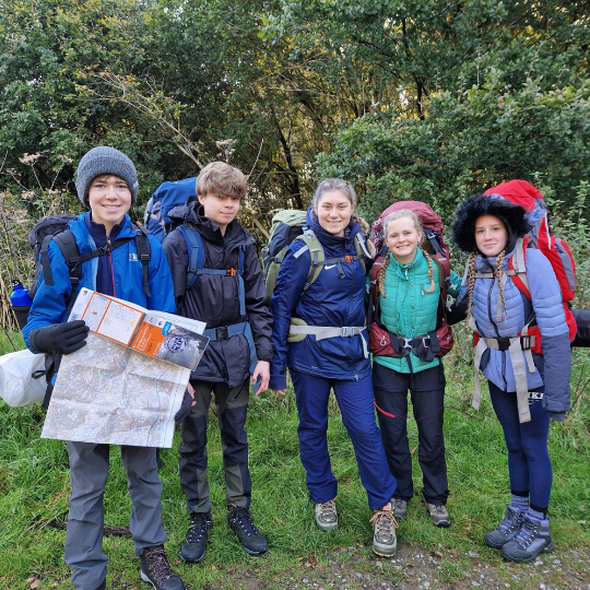 group of pupils on a camping trip