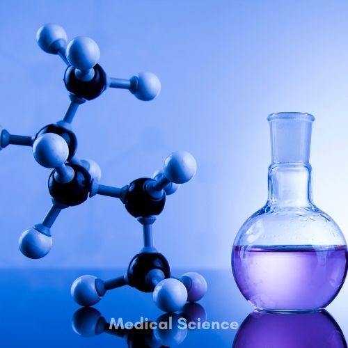 Science test tube and atoms